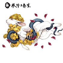 Zhi Ye death and newborn tattoo sticker dark rabbit Python mushroom moth Girl Flower arm buy one get one free