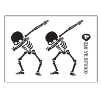 Zhi Ye swag dancing skeleton human skeleton tattoo sticker black and white skeleton dynamic men and women waterproof ins cool handsome