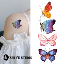 Zhi Ye light color butterfly tattoo patch waterproof long-lasting girl dream beautiful collarbone wrist Color tattoo