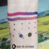 Zhi Ye Rainbow Light Hyuna tattoo sticker color Girl line color wave dot small planet trend cool mole