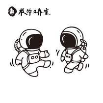Zhi Ye small astronaut tattoo stickers men and women couples black and white cute childlike aerospace waterproof long-lasting girlfriends