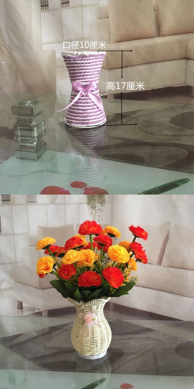 Hoa giả hoa bình hoa nhựa đơn giản hiện đại màu sắc chậu hoa dệt tay giỏ hoa giỏ hoa lụa hoa xô hoa - Vase / Bồn hoa & Kệ chum sành trồng cây