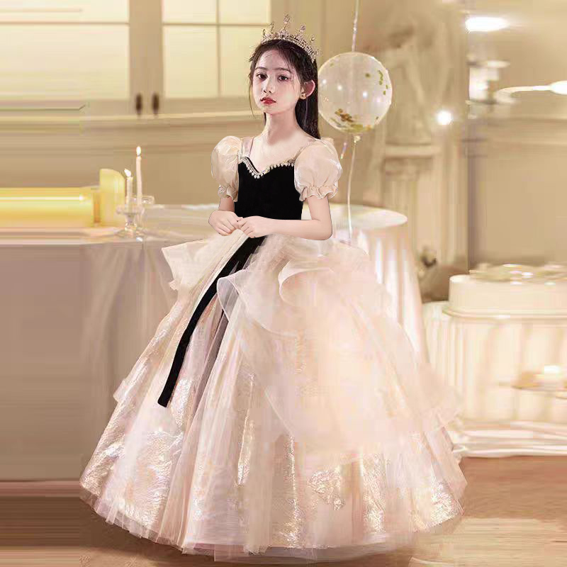 Girls' Dress, Classy and Luxurious, Niche Puffy Princess Dress, 2026 New Style, Little Girl Host Piano Performance Dress Girls' Dress, Classy and Luxurious, Niche Puffy Princess Dress, 2026 New Style, Little Girl Host Piano Performance Dress