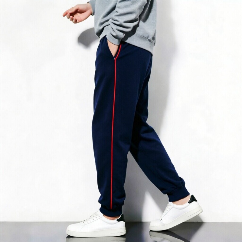 Spring, Summer, and Autumn Season All-Cotton Black and Dark Navy Classic Red Striped Cuffed School Uniform Pants for Boys and Girls Children's Sports Pants Spring, Summer, and Autumn Season All-Cotton Black and Dark Navy Classic Red Striped Cuffed School Uniform Pants for Boys and Girls Children's Sports Pants