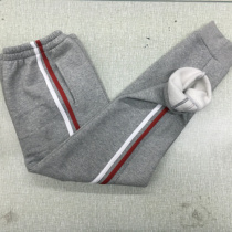 Spring and summer gray cotton classic red and white bars closed foot school uniform pants same mens and womens sports pants casual pants