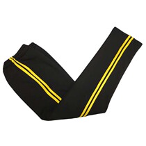 High school students school clothes pants spring and summer black lint 2 bars yellow side casual pants mens and womens warm trousers