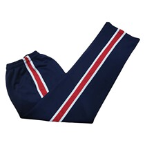 Spring and summer autumn South Korean silk school clothes pants black Tibetan green inlaid white red side straight tube smooth large size male and female students