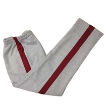 Spring and summer autumn gray cotton elastic high waist sweatpants inlaid with wine red wide edge straight tube size male and female trousers