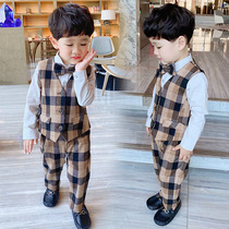 Boys dress spring and autumn childrens suit casual Korean childrens birthday suit vest flower girl wedding show