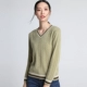 Hengyuanxiang 2019 mùa thu và mùa đông áo len cashmere tinh khiết của phụ nữ đường kẻ tương phản màu tương phản áo len cổ chữ V áo len dệt kim - Áo / áo thun