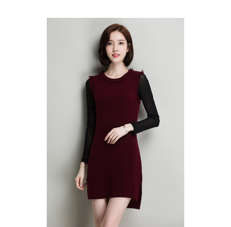 Áo len len len Hoành Hương của phụ nữ áo len mùa thu và mùa đông Áo len không tay tinh khiết trong phần dài của quần áo thời trang thương hiệu áo len nữ - Áo / áo thun áo len cardigan
