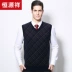 Hengyuanxiang thương hiệu áo len nam chính đầu tóc vest mùa thu mới vest vai đan vest trung niên V lãnh thổ len dệt kim Dệt kim Vest