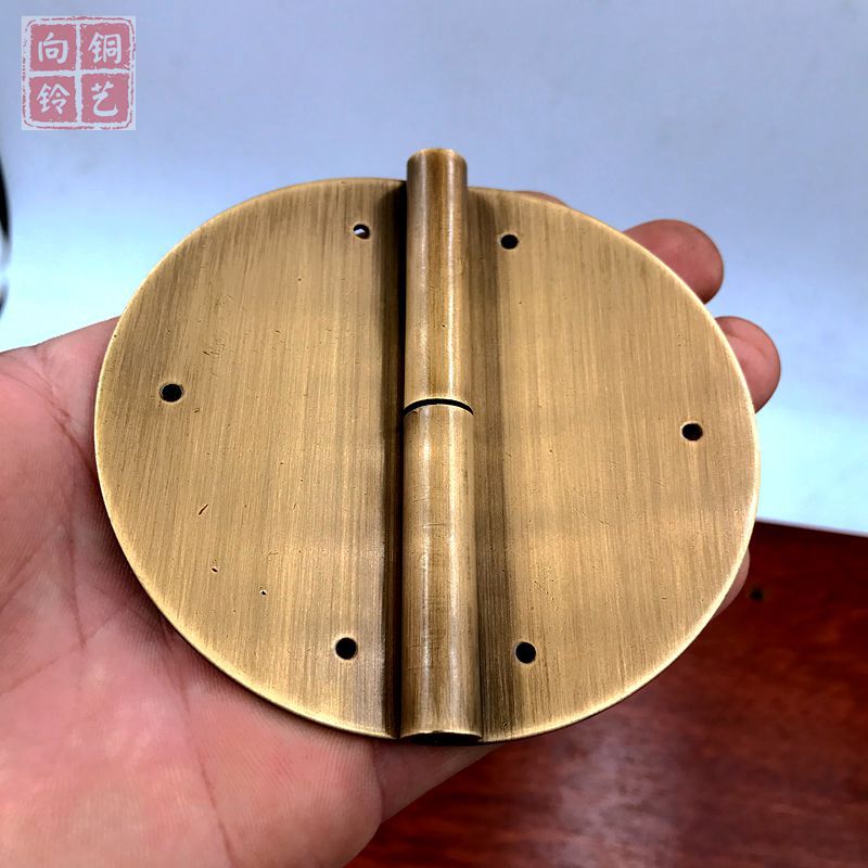 Chinese imitation antique furniture pure copper accessories cabinet door hinge round vegetarian surface foldout Ming clear retro light face full copper hinge-Taobao