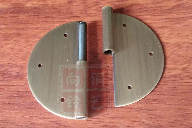 Đồ nội thất cổ Trung Quốc phụ kiện bằng đồng nguyên chất Bản lề cửa tủ tròn gấp phẳng Ming và Qing bản lề hoàn toàn bằng đồng bóng loáng dép nhà tắm