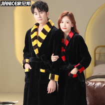 New couple pajamas autumn and winter coral fleece nightgown womens thickening and long flannel bathrobe mens bathrobe