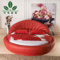 Leather art European round bed Double bed brand wedding bed High-grade round bed soft bag bed factory direct package logistics 8