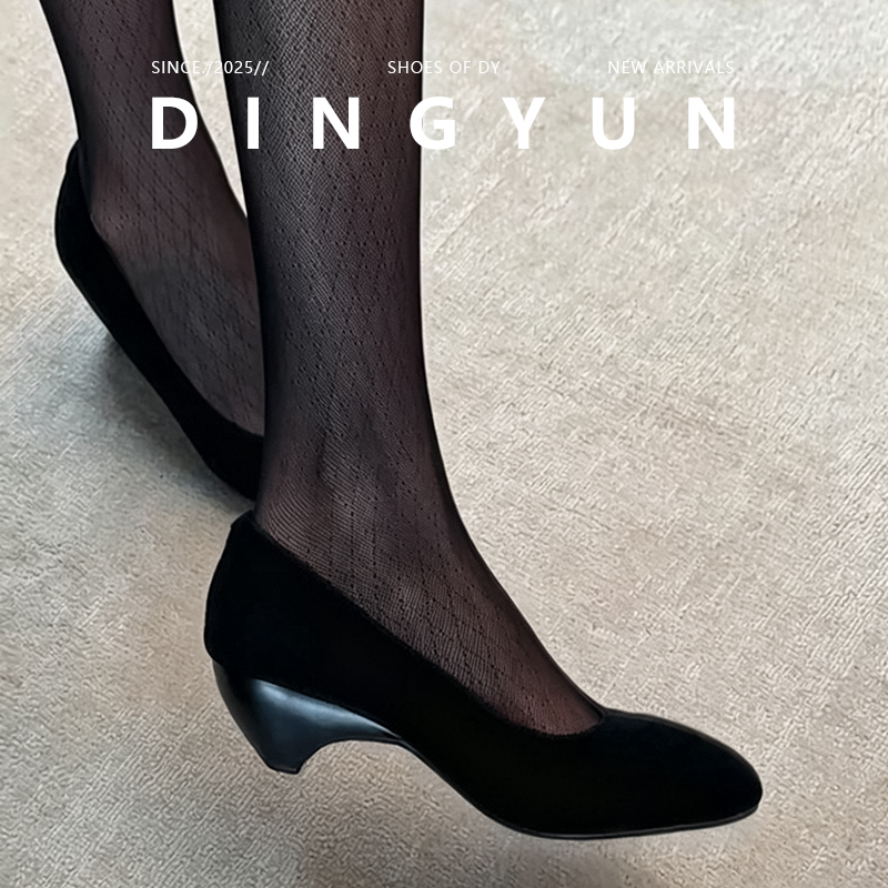 Sheepskin Dingyun Minimalist Suede High Heels, Commuting Round-Toe Wedge Shoes, Retro Slip-On Shoes Sheepskin Dingyun Minimalist Suede High Heels, Commuting Round-Toe Wedge Shoes, Retro Slip-On Shoes