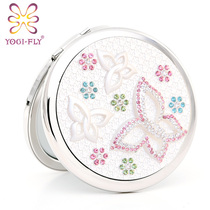 Yagerfi portable makeup mirror round folding portable creative practical custom lettering small mirror birthday gift mirror