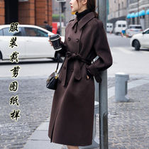 Champ-type beauty cut double-row buttoned double-sided cashmere big coat paper-like insert shoulder sleeves 2022 new coat boilerplate tailoring picture