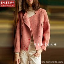 Short loose double-sided cashmere coat pattern spring and autumn winter womens coat small coat cutting drawing sample