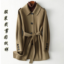 Double-sided cashmere big coat paper sample 2022 autumn winter new short fur coat version model tailoring picture