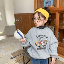 Childrens high collar necropolis girl gush thickened fake two children autumn and winter warm Han version tide boy foreign air baby