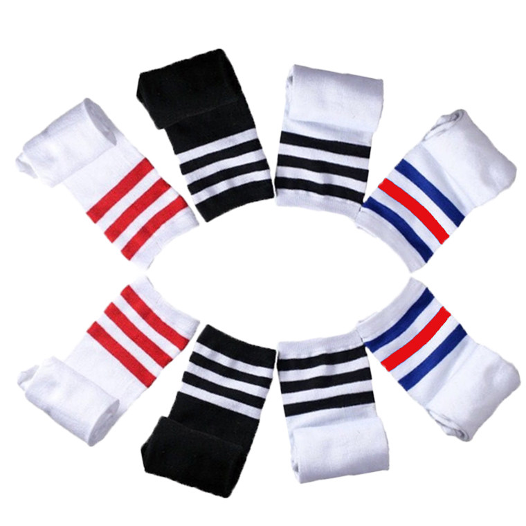 Socks men's and women's tide three-bar classic striped Japanese college wind sports student skateboard black and white mid-tube cotton socks