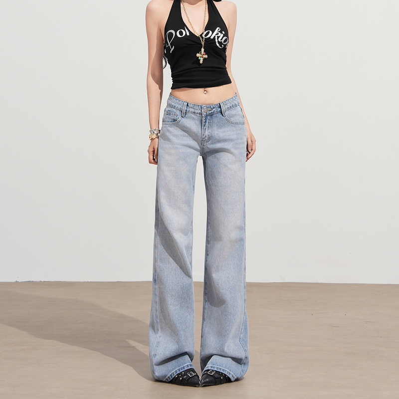 Ylw Light Blue Straight-Leg Jeans for Women 2026 Autumn New Low-Waist Slimming Loose Wide-Leg Pants Ylw Light Blue Straight-Leg Jeans for Women 2026 Autumn New Low-Waist Slimming Loose Wide-Leg Pants