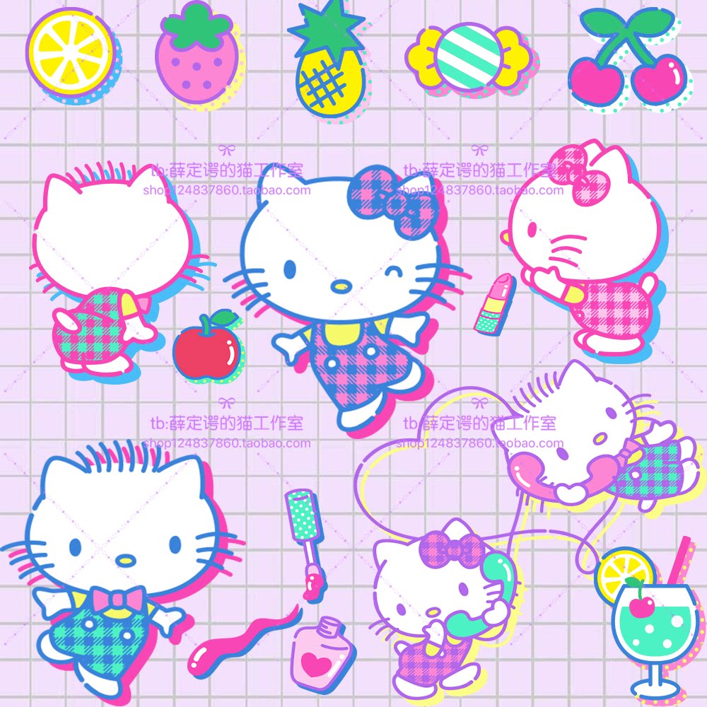 027 Hello Kitty Lovex2 Buckle PNG Transparent Background Design Sticker Material