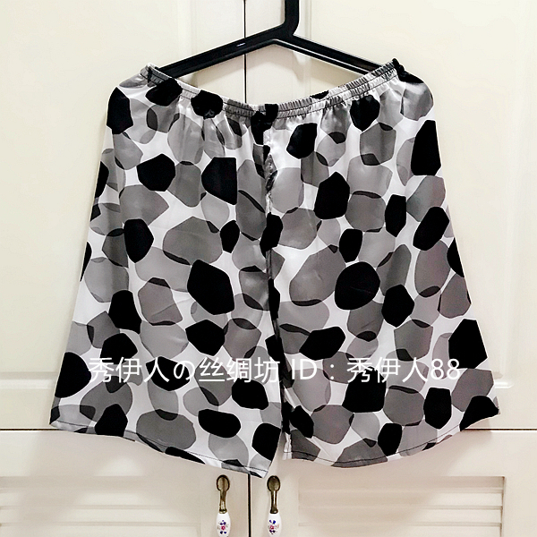 Quần short lụa nam mùa hè lụa cảm thấy kích thước lớn quần short bãi biển quần góc phẳng quần nhà giản dị in pajama quần quần short jean nam