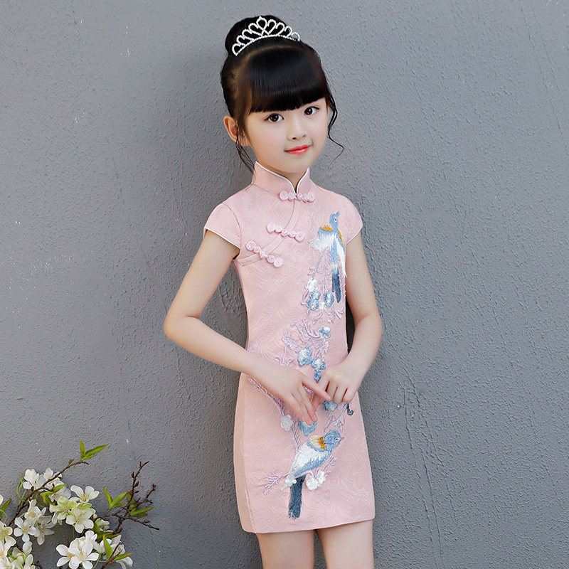 Girl Qipao Pure Cotton Children China Wind Child Clothing Little Girl Improved Tang Dress Retro Foreign Dress Summer Women Summer Clothes