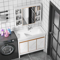 Space Aluminum Laundry Cabinet Combined Ceramic Laundry Basin With Washboard Balcony Integrated Cabinet Laundry Pool Large sink Home