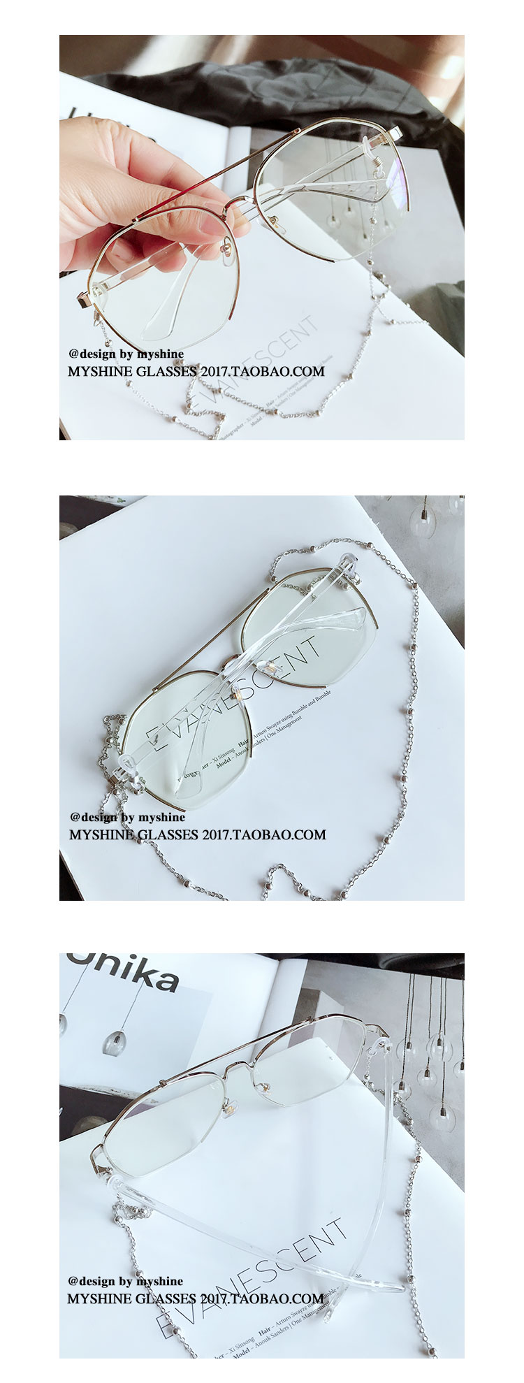 Huang Zikai với những đoạn cắt cạnh kính không đều khung nữ retro tròn nửa khung kính phẳng nam kim loại khung lớn thủy triều mắt kính shady