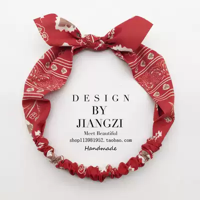 Small fresh bow hairband female Korean headdress ins net red super fairy sweet Sen female elastic fabric hairband