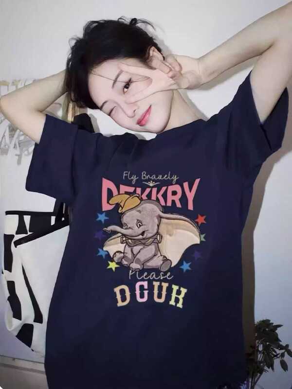 Japanese Gp Trendy Brand Celebrity Style Cartoon Print Short-Sleeve T-Shirt for Women, Lazy Style Pure Cotton Summer Top, Couple Style T-Shirt
