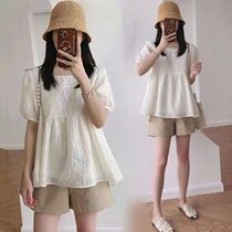 Pregnant Woman Shorts Suit Summer Thin dolls Pregnant Women Snowspinning Blouses Short Sleeves Loose Summer Clothes out of two sets