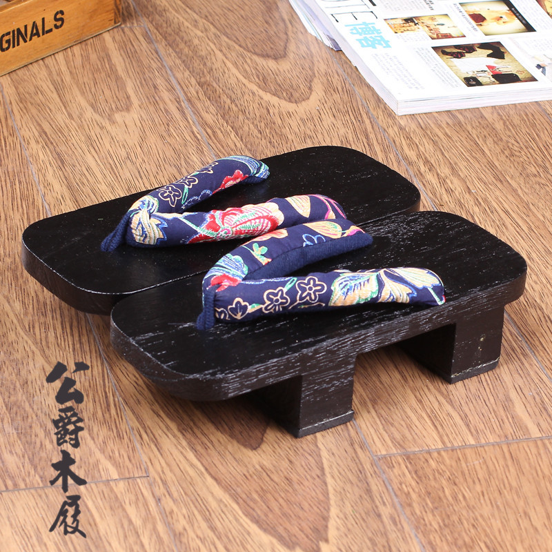 Solid Wood Men's Two-Toe Clogs, Men's Two-Toe Clogs, Japanese-Style High-Heeled Wooden Slippers, Men's Cosplay Paulownia Wood Clogs and Slippers