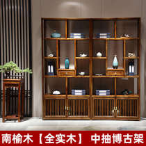 Chinese solid wood Bogu shelf living room partition elm Duobao Pavilion display cabinet antique tea shelf antique bookcase