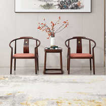 Solid wood master leisure ebony full balcony Chinese living room three-piece set of chairs single sofa new leaf armchair