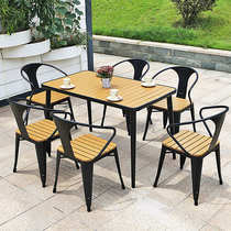 Wooden simple combination garden chair outdoor wooden anti-corrosion table and chairs terrace plastic balcony cafe dining table courtyard dining table