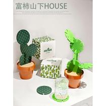 Fushiyama Yamashitas creative DIY cactus coaster non-slip insulated tea mat home storage desktop multi-functional pendant