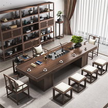 New Chinese style solid wood large board tea table and chair combination Kung Fu simple log tea table office home coffee table for tea