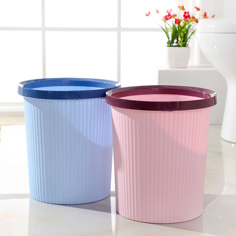 Brand New Stylish Striped Colorful Plastic Trash Can with Press Ring, Paper Bin, Storage Bin, Sanitary Bin, Waste Paper Basket for Home Use Brand New Stylish Striped Colorful Plastic Trash Can with Press Ring, Paper Bin, Storage Bin, Sanitary Bin, Waste Paper Basket for Home Use