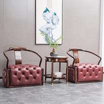 New Chinese style single solid wood sofa ebony wood leisure chair three-piece combination balcony hotel club negotiation table