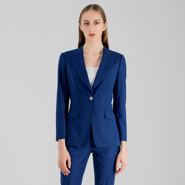 Spring and Autumn Spot Blue Women's One-button Suit Pants Fashion Casual Commuting OL Office Professional Wear