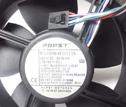 Original fit PAPST Cooling fan MULTIFAN 4218 17DV 48V 50-85mA 12cm