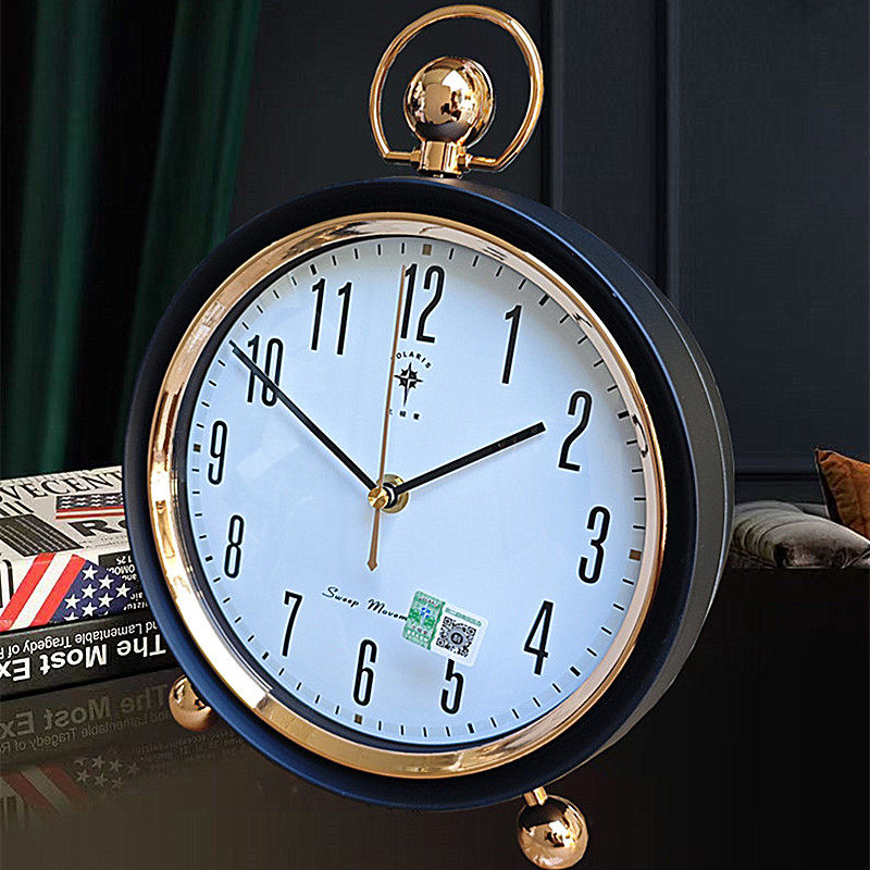 Hourly Chime Table Clock for Living Room, Stylish Desktop Clock Ornament, Silent Pendulum Clock for Bedroom, Desk Clock