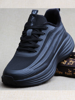 Old beijing popcorn sole super light cotton shoes for men thin velvet warm thick sole high elastic anti-slip sports running dad shoes