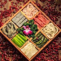 Hot pot platter tableware nine palace grid plate creative personality hot pot shop vegetable plate commercial bamboo grid wooden box