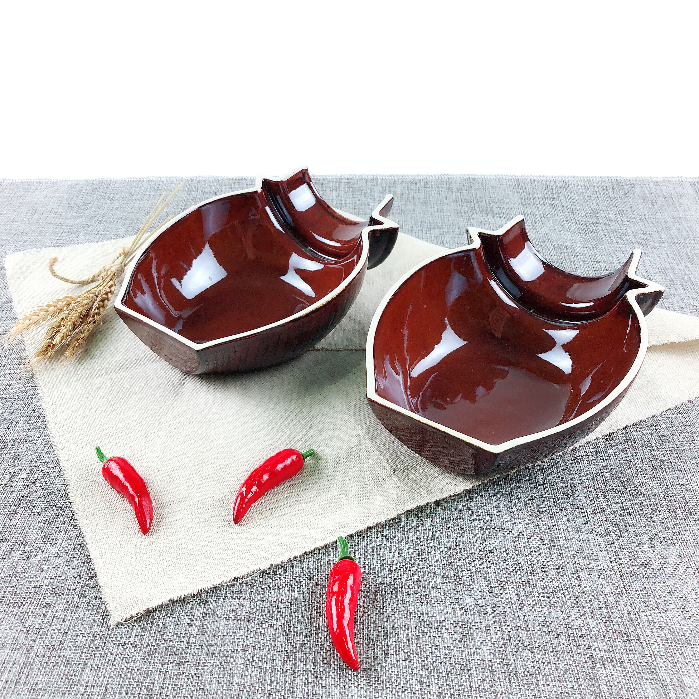 Farmhouse hoài cổ bộ đồ ăn nửa eo jar bàn thờ thịt dao kéo vỡ jar đất cát gạch bát đất xỉ bộ đồ ăn đặc biệt - Đồ ăn tối khay inox đựng thức ăn